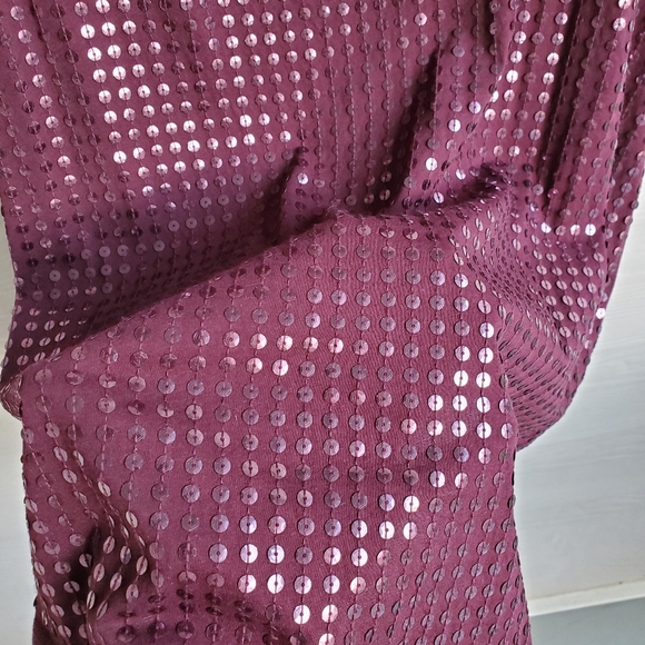 NY&CO Festive Dressy Maroon Wine Burgundy Shimmery Front Sequin Panel Tank Top - Picture 7 of 10